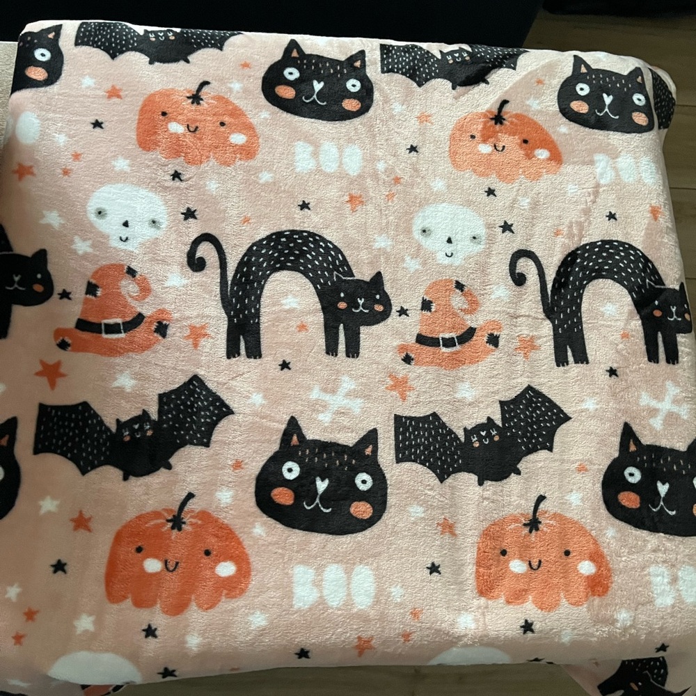 NWOT Elle Decor Halloween Cat plush throw